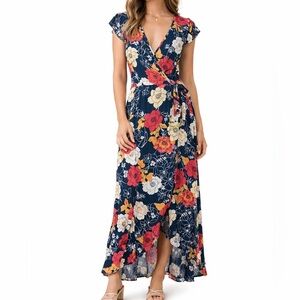 Band of the Free Floral Wrap Maxi Dress Small